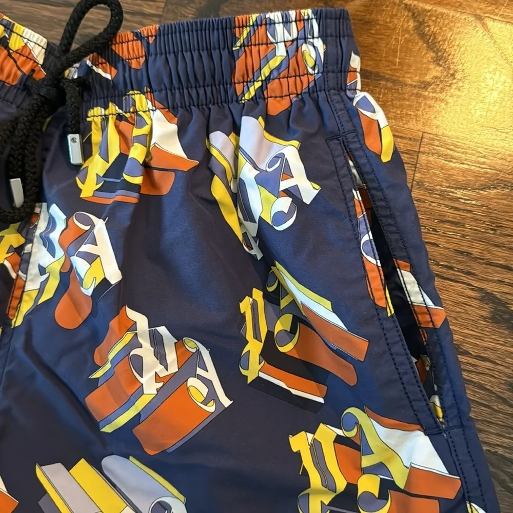 PALM ANGELS X VILBREQUIN MONOGRAMMED LOGO SWIM SHORTS SIZE S - Picture 12 of 15